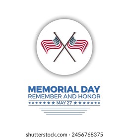 Memorial Day pride holiday vector illustration. Remembrance patriotic template for banner, card, background.