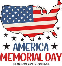 Memorial Day print. American flag illustration vector