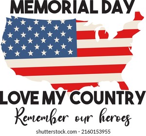 Memorial Day print. American flag illustration vector