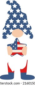 Memorial Day print. Gnome illustration vector