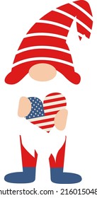 Memorial Day print. Gnome illustration vector