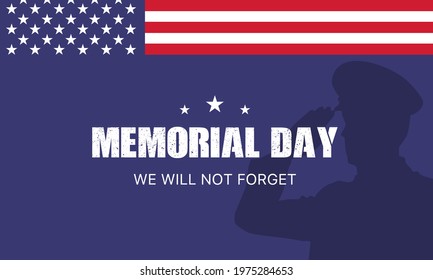 Memorial Day - Remember and honor with American flag, Vector illustration.