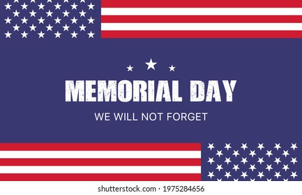 Memorial Day - Remember and honor with American flag, Vector illustration.