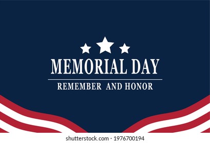 Memorial Day - Remember and honor with American flag, Vector illustration