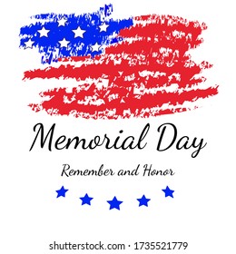 Memorial Day Remember and Honor background. National american holiday illustration. Vector Memorial day greeting card