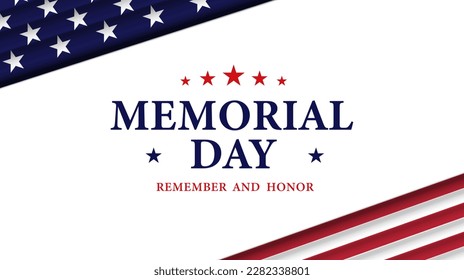 Memorial day - remember and honor background. Memorial day celebration banner design with united states flag. Vector illustration