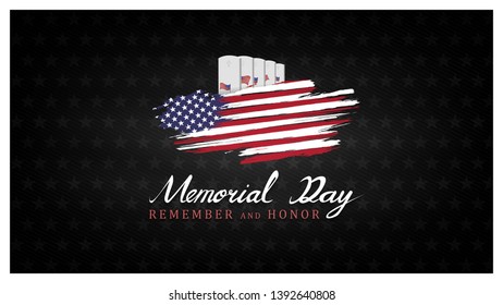 memorial day remember and honor background,united states flag, with respect honor and gratitude posters, modern design vector illustration