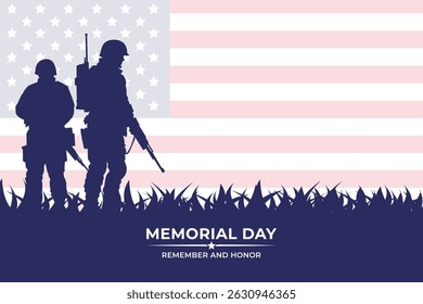 Memorial Day Remember and Honor Banner (em inglês). Feriado nacional americano.