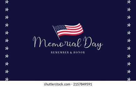 Memorial Day Remember and honor beautiful poster National American holiday vector illustration with USA flag