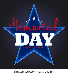 Memorial day. Remember and Honor. Card in vector. Typography illustration.