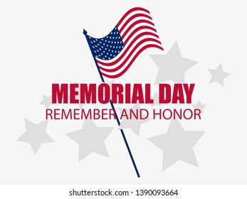 Memorial Day. Remember and Honor. Flag of the United States. Vector illustration