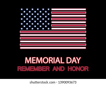 Memorial Day. Remember and Honor. Flag of the United States. Vector illustration