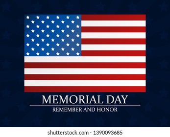 Memorial Day. Remember and Honor. Flag of the United States. Vector illustration