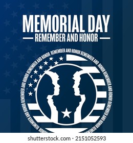 Memorial Day. Remember and Honor. Holiday concept. Template for background, banner, card, poster with text inscription. Vector EPS10 illustration