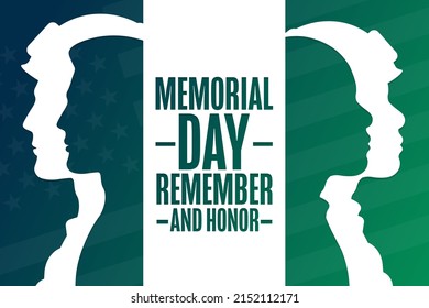 Memorial Day. Remember and Honor. Holiday concept. Template for background, banner, card, poster with text inscription. Vector EPS10 illustration