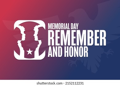 Memorial Day. Remember and Honor. Holiday concept. Template for background, banner, card, poster with text inscription. Vector EPS10 illustration