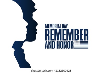 Memorial Day. Remember and Honor. Holiday concept. Template for background, banner, card, poster with text inscription. Vector EPS10 illustration