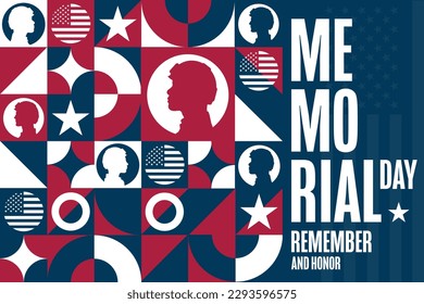 Memorial Day. Remember and Honor. Holiday concept. Template for background, banner, card, poster with text inscription. Vector EPS10 illustration