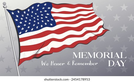 Memorial Day Remember and Honor patriotic  banner, background, web, greeting card, poster, cover, label, flyer, layout. United States holiday  Social media print  information