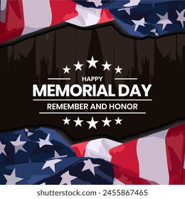 Día de la Conmemoración - Afiche de Recuerdo y Honor. Celebración del Día de la Conmemoración. Fiesta nacional americana