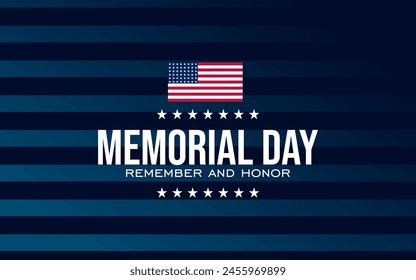 Memorial Day - Remember and Honor Poster. Usa memorial day celebration. American national holiday