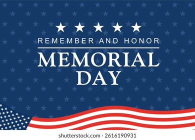 Memorial Day - Remember and Honor Poster. Usa memorial day celebration. American national holiday