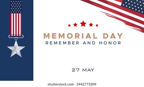 Memorial Day, Remember and Honor. United States of America. May 27. A moment of silence for United States Veterans