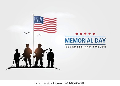 Memorial Day, Remember and Honor. United States of America. May 27. A moment of silence for United States Veterans. Creative vector illustration design.