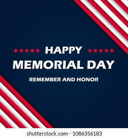Memorial Day - Remember and honor. With USA flag. Vector illustration EPS10