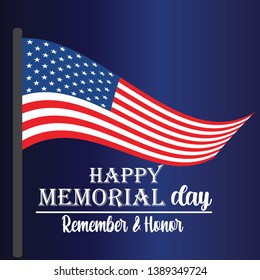 Memorial Day - Remember and honor with USA flag, Vector illustration. - Vector