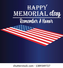 Memorial Day - Remember and honor with USA flag, Vector illustration. - Vector
