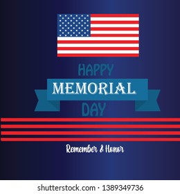 Memorial Day - Remember and honor with USA flag, Vector illustration. - Vector
