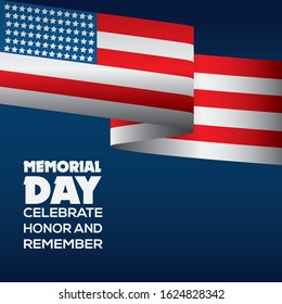 Memorial Day - Remember and honor with USA flag, Vector illustration.
