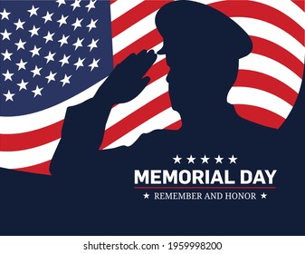 Memorial Day - Remember and honor with USA flag, Vector illustration. Memorial Day concept with salute vector illustration.