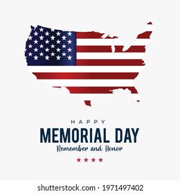 Memorial Day, remember and honor with USA flag and maps, vector illustration