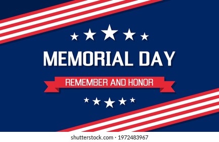 memorial day remember and honor, usa patriotic vector poster or greetings card