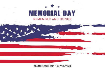 Memorial Day - Remember and honor with USA flag, Vector illustration design.