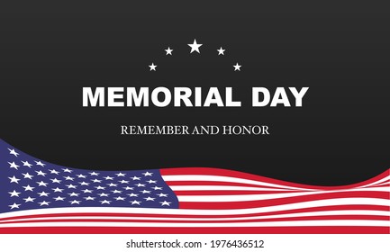 Memorial Day - Remember and honor with USA flag, Vector illustration.