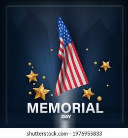 Memorial Day. Remember and honor with USA flag, Vector illustration eps10.