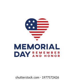 Memorial Day - Remember and honor with USA flag, Vector illustration.