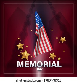Memorial Day. Remember and honor with USA flag, Vector illustration eps10.