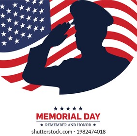 Memorial Day - Remember and honor with USA flag, Vector illustration. Memorial Day concept with salute vector illustration.