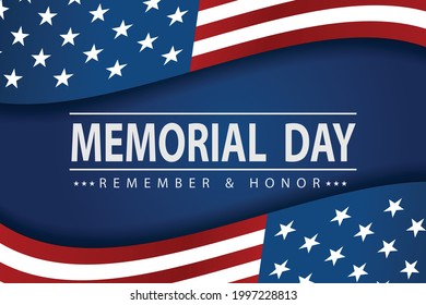 Memorial Day - Remember and honor with USA flag, Vector illustration.