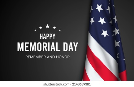 Memorial Day - Remember and honor with USA flag, Vector illustration.