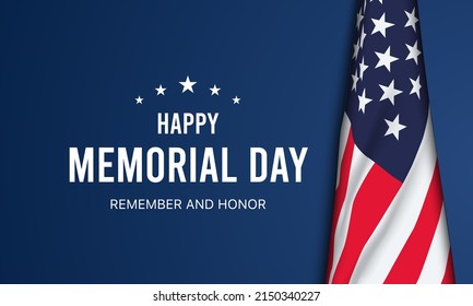 Memorial Day - Remember and honor with USA flag, Vector illustration.