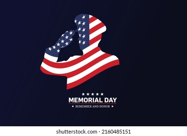 Memorial Day - Remember and honor with USA flag, Vector illustration. Memorial Day concept with salute vector illustration.