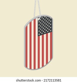 Memorial Day. Remember And Honor. USA Symbol. Military Dog Tag Token Of American Army With The Flag Of The United States. Isometric Vector Illustration For The Last Monday Of May