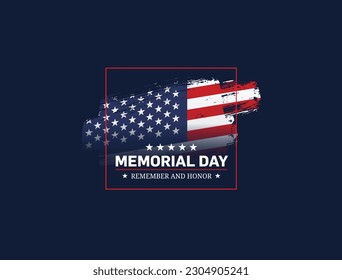 Memorial Day - Remember and honor with USA flag, Vector illustration. Memorial Day concept banner with salute vector illustration.