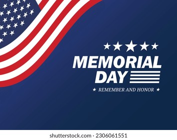 Memorial Day - Remember and honor with USA flag, Vector illustration. Memorial Day concept banner with salute vector illustration.