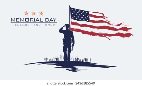 Memorial Day, Remember and Honor. USA. Design concept honors the services of the United States military who died honorably while serving. United States national holiday, commemorating 